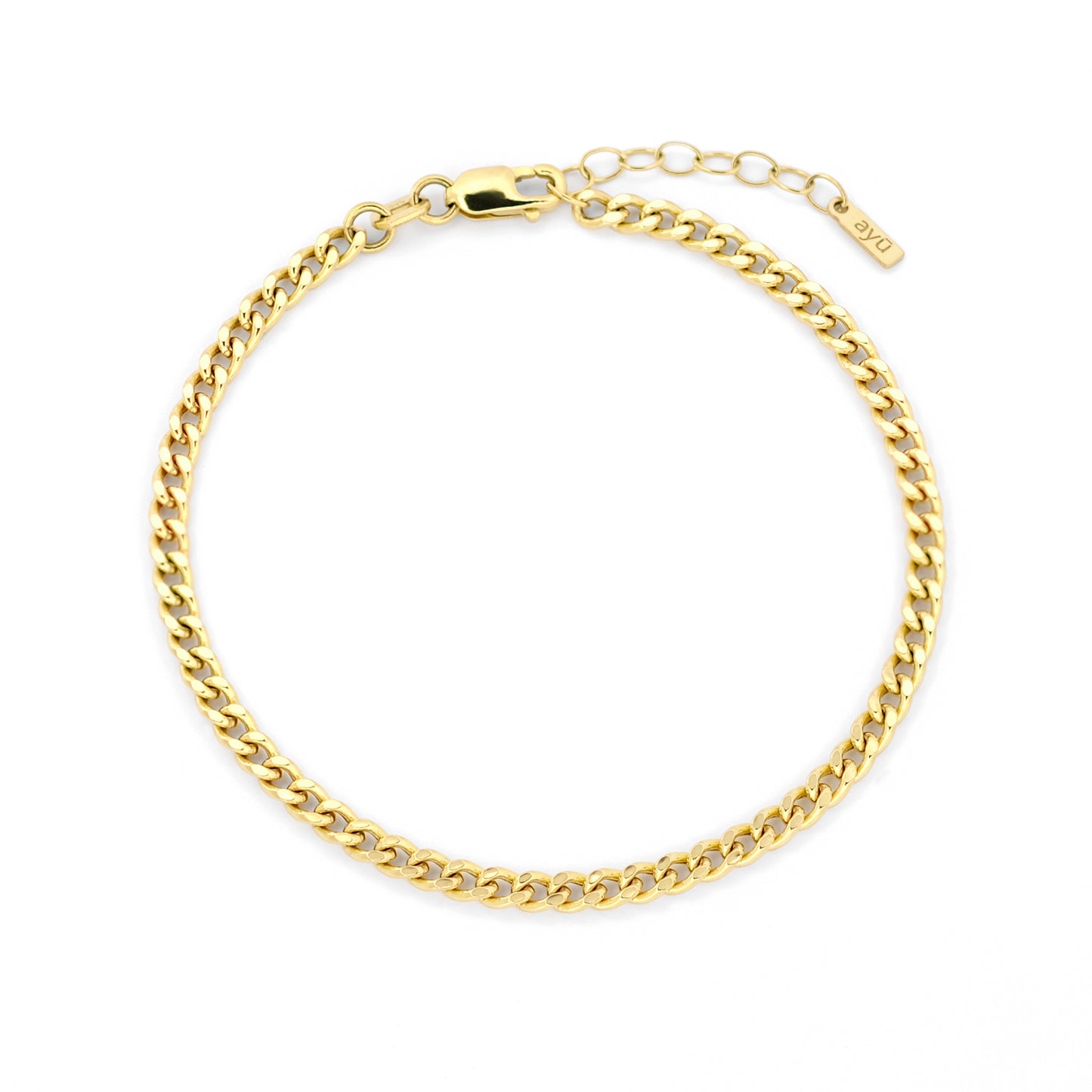 Panzer-Armband aus 14k Gelbgold vor weißem Hintergrund.