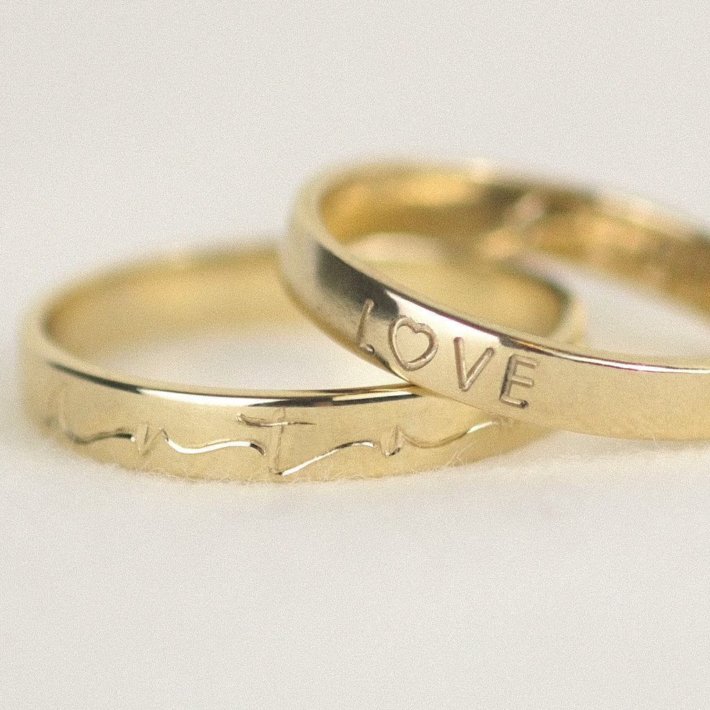 Bandring aus 14k Echtgold mit Hand-Gravur.