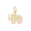 Elefant-Anhänger aus 14k Echtgold vor weißem Hintergrund.