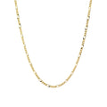 Figaro-Halskette aus 14k Gelbgold vor weißem Hintergrund.