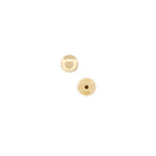 Detailansicht Rückteil des Drehverschlusses für Stecker aus 14k Gelbgold, liegend auf weißem Untergrund.
